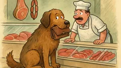 Vtip: Pes s peněženkou vejde do řeznictví...