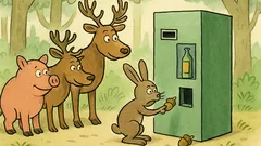 Vtip: Zvířátka si staví automat na pití