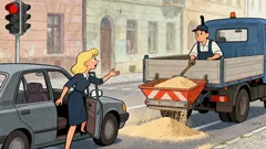 Vtip: Jede blondýna autem za náklaďákem...