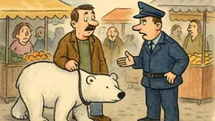 Vtip: Chlap chodí po tržišti s ledním medvědem