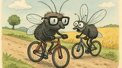 Vtip: Jedou dvě mouchy na kole, první má brýle