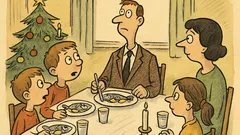 Vtip: U štědrovečerní večeře. „Tati, máš...“