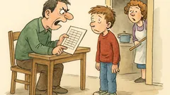 Vtip: Otec si prohlíží vysvědčení syna...