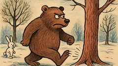 Vtip: Naštvaný medvěd chodí v zimě po lese