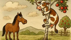 Vtip: Vidí kůň krávu, jak leze na strom