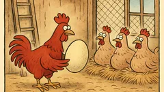 Vtip: Kohout přinesl slepicím pštrosí vejce