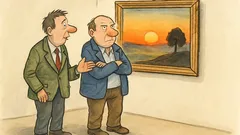 Vtip: V galerii – krásný obraz, východ slunce...