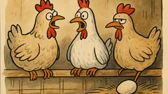 Vtip: Sedí tři slepice vedle sebe a...