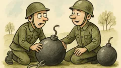 Vtip: Dva vojáci rozebírají bombu...