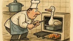 Vtip: Husa na pekáči vystrčí hlavu...