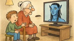 Vtip: Babička sedí s vnoučetem u televize