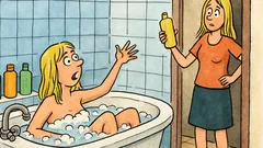 Vtip: Blondýnka se koupe a volá na kolegyni