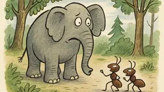 Vtip: Jde bojácný slon lesem a...