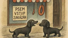 Vtip: Dva jezevčíci stojí před uzenářstvím