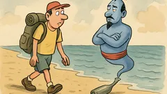 Vtip: Jde turista po pláži a najde láhev