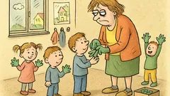 Vtip: Opakované oblékání prstových rukavic...