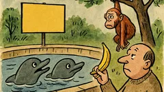 Vtip: Nápis v zoo — nekrmte delfíny banány