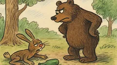 Vtip: Medvěd kontroluje, zajíc leží pod stolem