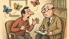 Vtip: V blázinci spolu diskutují terapeut a pacient