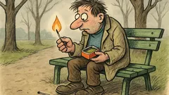 Vtip: Sedí blázen v parku a škrtá sirkami