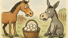 Vtip: Kůň se ptá osla na vejce