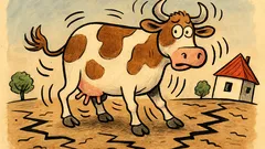 Vtip: Co dělá kráva při zemětřesení?