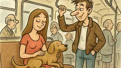 Vtip: Sedí kráska v autobuse a hladí psa