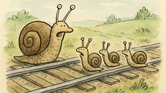 Vtip: Jde rodinka hlemýžďů blízko kolejí