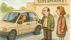 Vtip: Parkuju a říkám psovi: Zůstaň!