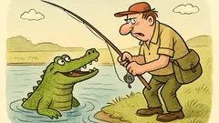 Vtip: Vykoukne krokodýl z vody na rybáře…