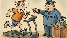 Vtip: Dnes jsem běhal 5 minut na pásu...