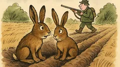 Vtip: Dva zajíci sedí při honu v brázdě