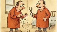 Vtip: Blázen si hraje s provázkem...