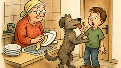 Vtip: Vnuk se ptá babičky na čisté nádobí