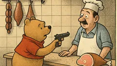Vtip: Přijde Medvídek Pú do řeznictví...