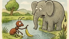 Vtip: Sedí mravenec u rybníka a máčí banán…