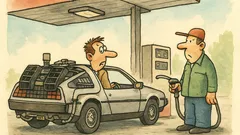 Vtip: Přijde cestovatel časem na benzínku…